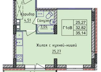 Продам однокомнатную квартиру, 35.1 м2, Ярославль, Фрунзенский район, Дядьковская улица, 50к2