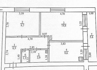 2-комнатная квартира на продажу, 46 м2, поселок Овощной, улица Мира, 26