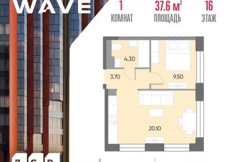 Продается 1-комнатная квартира, 37.6 м2, Москва