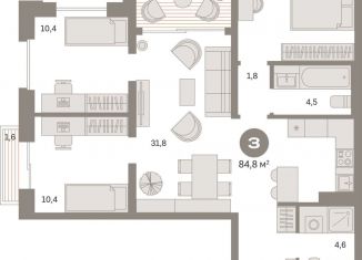 Продается 3-ком. квартира, 84.8 м2, Свердловская область