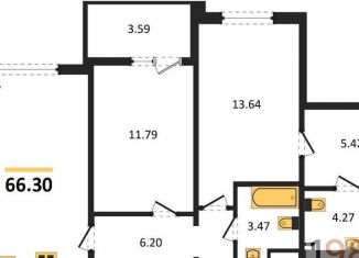 Двухкомнатная квартира на продажу, 66.3 м2, Воронеж, Ленинский район