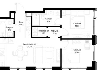 Продаю 2-ком. квартиру, 58.8 м2, Москва, район Покровское-Стрешнево