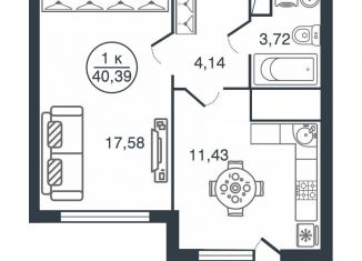 Продаю 1-комнатную квартиру, 40.4 м2, Тверь