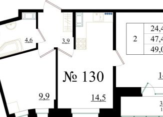 2-ком. квартира на продажу, 49 м2, Гатчина, Красносельское шоссе
