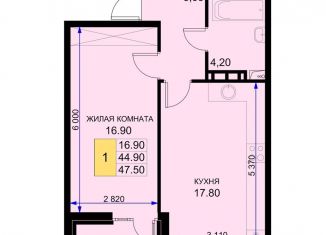 Продам 1-ком. квартиру, 47.5 м2, Краснодарский край, Екатерининская улица, 5к1