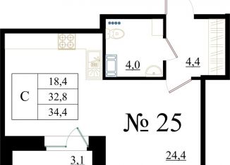 Продам квартиру студию, 34.4 м2, Гатчина