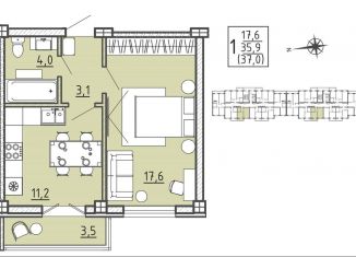 Продам 1-комнатную квартиру, 37 м2, Воронеж, Цимлянская улица, 10Г