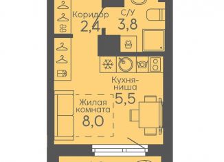 Продажа квартиры студии, 21.8 м2, Свердловская область, жилой комплекс Новокольцовский, 6