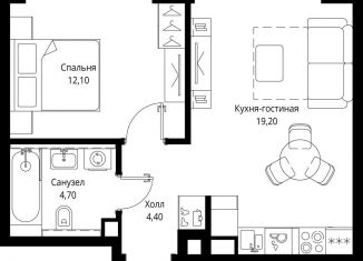 Продам 1-ком. квартиру, 40.4 м2, Москва