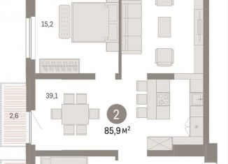 Продажа 2-ком. квартиры, 85.9 м2, Тюмень, Центральный округ, Тарманская улица