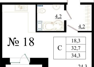 Продается квартира студия, 34.3 м2, Гатчина