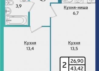 Продаю двухкомнатную квартиру, 43.6 м2, Ижевск