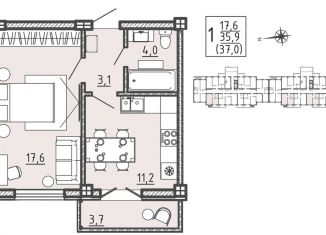 Продам 1-комнатную квартиру, 37 м2, Воронеж, Цимлянская улица, 10В