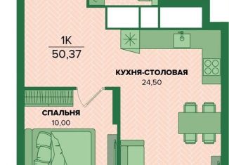 Продаю 1-комнатную квартиру, 50.4 м2, 