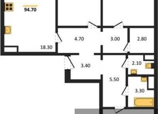 3-комнатная квартира на продажу, 94.7 м2, Воронеж, Железнодорожный район, улица Фёдора Тютчева, 107