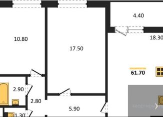 Продается 2-комнатная квартира, 61.7 м2, Воронеж, улица Фёдора Тютчева, 107