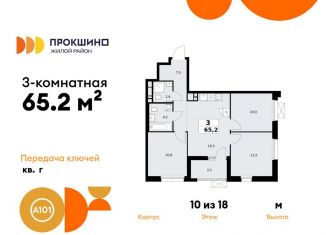 Трехкомнатная квартира на продажу, 65.2 м2, деревня Николо-Хованское, деревня Николо-Хованское, 3