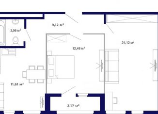 Продается двухкомнатная квартира, 60.6 м2, рабочий поселок Маркова