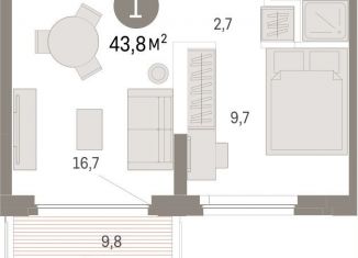 1-ком. квартира на продажу, 43.8 м2, Тюмень