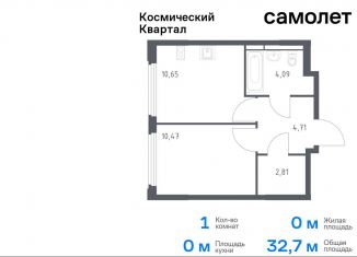 Продажа однокомнатной квартиры, 32.7 м2, Московская область