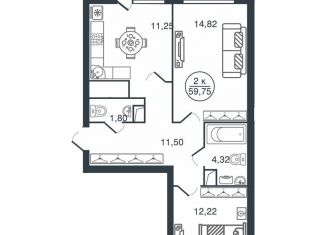 Продам 2-ком. квартиру, 59.8 м2, Тверь