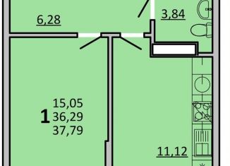 Продаю 1-комнатную квартиру, 37.8 м2, Ростов-на-Дону