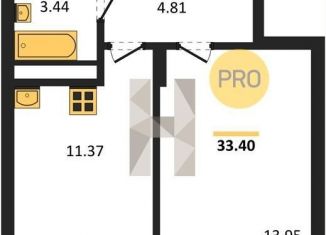 Продам 1-комнатную квартиру, 33.4 м2, Новосибирск, Фабричная улица, 65/4, метро Площадь Гарина-Михайловского