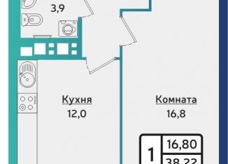 Продается 1-комнатная квартира, 38.4 м2, Ижевск