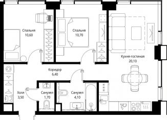 Продам 2-ком. квартиру, 57.1 м2, Москва, район Покровское-Стрешнево