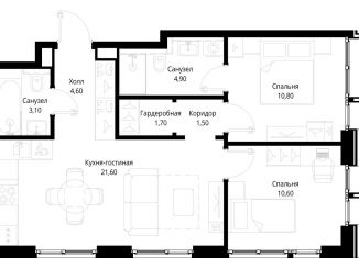 Продаю 2-ком. квартиру, 58.8 м2, Москва, метро Спартак