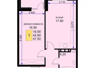 Продаю 1-комнатную квартиру, 47.5 м2, Краснодарский край, Казачья улица, 6к2