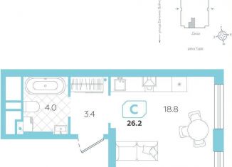 Продаю квартиру студию, 26.2 м2, Тюмень, улица Евгения Войнова, 3