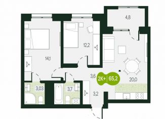 Продаю 3-комнатную квартиру, 65.1 м2, Забайкальский край, микрорайон Каштакский, 3