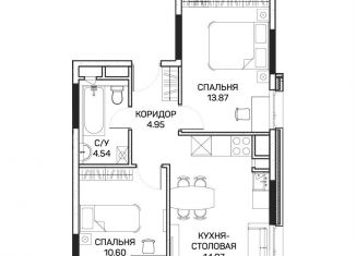 Продается двухкомнатная квартира, 49.1 м2, Москва, улица Корнейчука, 27с7