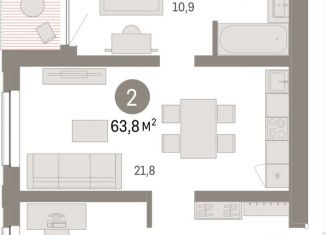 Продам 2-ком. квартиру, 63.8 м2, Новосибирск, метро Октябрьская