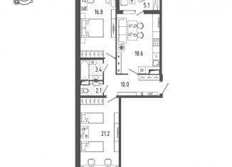 Продажа 2-ком. квартиры, 74.7 м2, Санкт-Петербург, Белоостровская улица, 28, Белоостровская улица