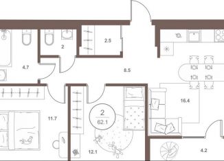 Продам 2-ком. квартиру, 62.1 м2, Пензенская область