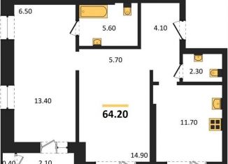 Двухкомнатная квартира на продажу, 64.2 м2, Новосибирск, Заельцовский район, Красный проспект, 236