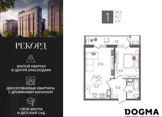 Продается 1-ком. квартира, 49.3 м2, Краснодар