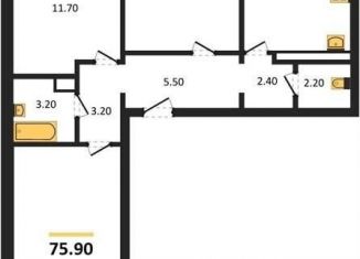 Продам трехкомнатную квартиру, 75.9 м2, Воронеж, улица Шидловского, 28