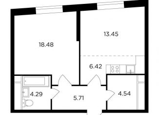 Продается однокомнатная квартира, 52.9 м2, Москва, улица Петра Алексеева, 14