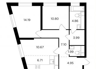 Продажа 2-ком. квартиры, 65.3 м2, Москва, улица Петра Алексеева, 14