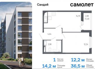 Продам 1-ком. квартиру, 36.5 м2, Санкт-Петербург, Красносельский район, жилой комплекс Сандэй, 7.2