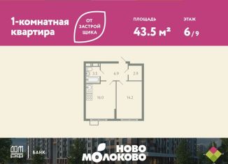 Продается двухкомнатная квартира, 43.5 м2, село Молоково, жилой комплекс Ново-Молоково, 13