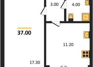 1-комнатная квартира на продажу, 37 м2, Воронежская область, Цимлянская улица, 10Г