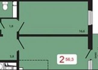 Продам 2-ком. квартиру, 56.3 м2, Красноярск, жилой комплекс КБС. Берег, 2, ЖК КБС. Берег