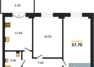 Продаю 2-ком. квартиру, 57.7 м2, Воронежская область, Цимлянская улица, 10Г