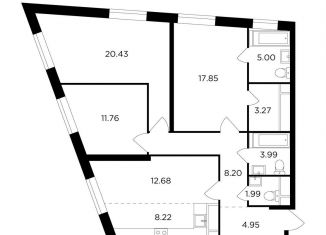 3-комнатная квартира на продажу, 98.3 м2, Москва, улица Петра Алексеева, 14