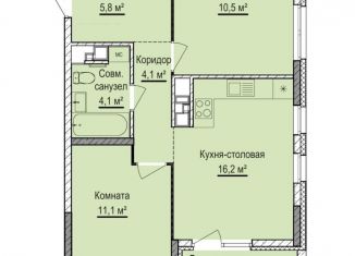 2-комнатная квартира на продажу, 51.8 м2, Воронеж, Ленинский район, улица Ворошилова, 21