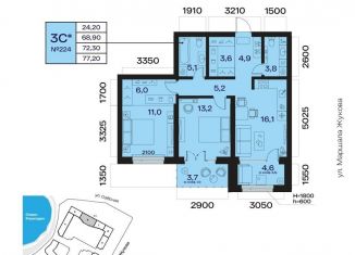 3-ком. квартира на продажу, 72.3 м2, Уфа, Октябрьский район